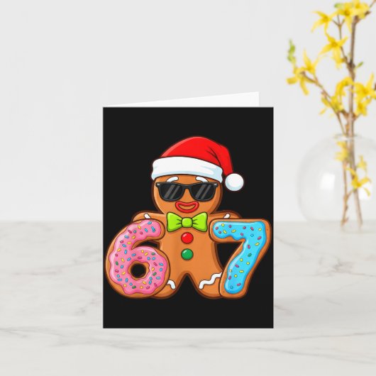Grappige Gemberkoek Zes Zeven 67 IJsdrup Kerstdag Kaart (Gele Bloem)