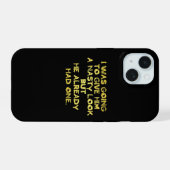 Grappige gemene blik grap iPhone 15 case (Achterkant horizontaal)