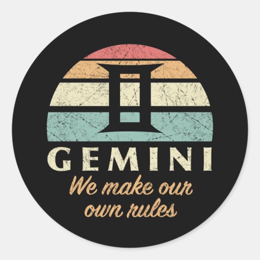 Grappige Gemini Zodiac Regels Ronde Sticker (Voorkant)