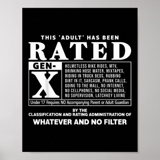 Grappige Gen X Generation X 80s Kind Humor Poster (Voorkant)