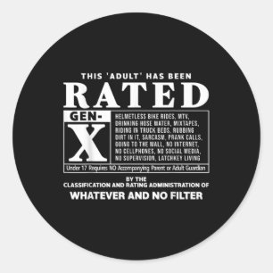 Grappige Gen X Generation X 80s Kind Humor Ronde Sticker