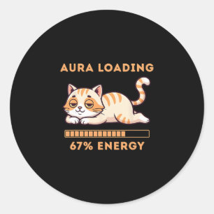 Grappige Gen Z Meme 67 Kat Aura Kat Laadt 67 Proce Ronde Sticker