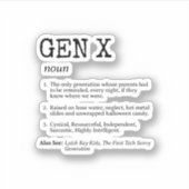 Grappige generatie X-definitie zwarte typografie Sticker (Voorkant)
