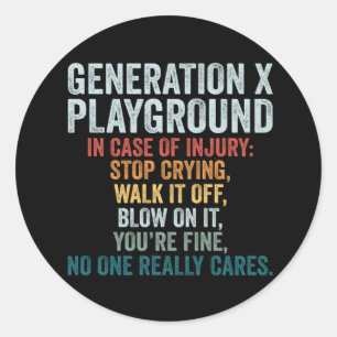 Grappige Generatie X Speeltuin Retro Ronde Sticker