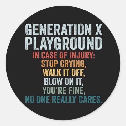 Grappige Generatie X Speeltuin Retro Ronde Sticker (Voorkant)