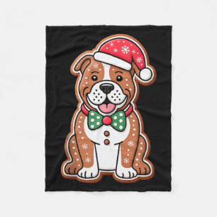 Grappige Gengembre Pitbull Hond Kerst Vrouwen Mann Fleece Deken