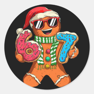 Grappige Gengembrede Zes Zeven 67 Meme Ijs Kerst Ronde Sticker