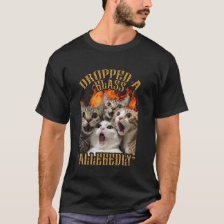 Grappige GenZ Kat Meme Kat Liet Glas Vallen Bewere T-shirt