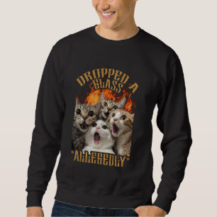 Grappige GenZ Kat Meme Kat Liet Glas Vallen Bewere Trui