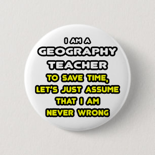 Grappige Geografie Leraar T-shirts en geschenken Ronde Button 5,7 Cm