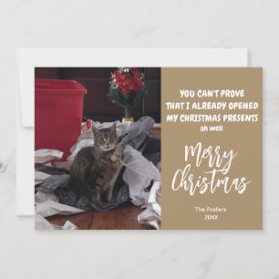 Grappige Geopende Cadeaus Foto Kerstmis Feestdagenkaart
