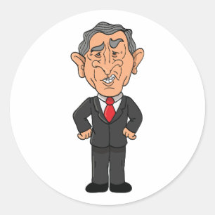Grappige George W Bush Politieke Karikatuur Ronde Sticker