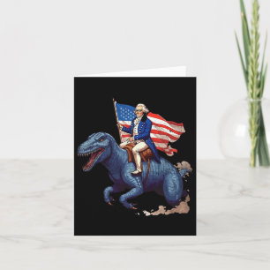 Grappige George Washington rijdt op een Tyrannosau Kaart