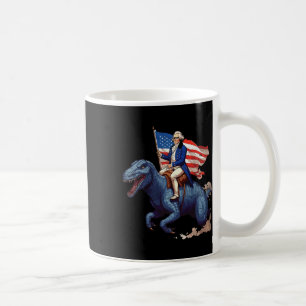 Grappige George Washington rijdt op een Tyrannosau Koffiemok
