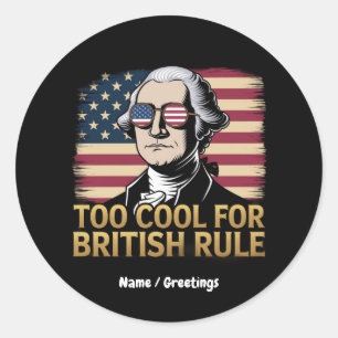 Grappige George Washington te cool voor Britse ove Ronde Sticker