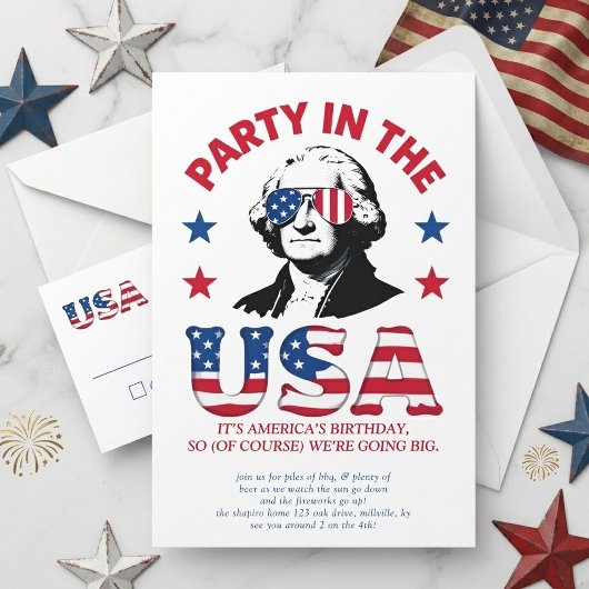 Grappige George Washington zonnebril Feest in de V Kaart