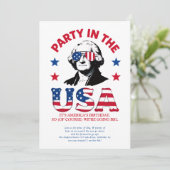 Grappige George Washington zonnebril Feest in de V Kaart (Staand voorkant)