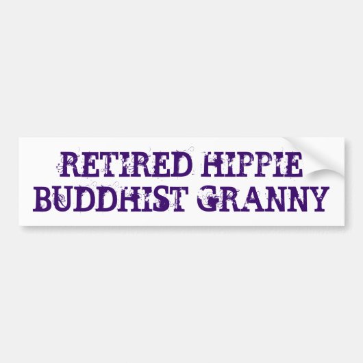 Grappige Gepensioneerde Hippie Boeddhistische Oma Bumpersticker (Voorkant)