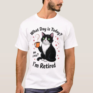 Grappige Gepensioneerde Kat Thee Relaxte Humor T-shirt