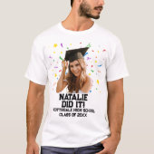 Grappige gepersonaliseerde afstudeerfeest aangepas t-shirt (Voorkant)