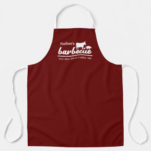 Grappige gepersonaliseerde barbecue chef schort (Voorkant)