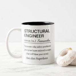 Grappige gepersonaliseerde definitie van bouwkundi tweekleurige koffiemok