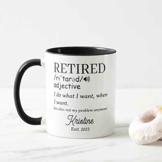 Grappige Gepersonaliseerde Definitie van Gepension Mok (Met donut)