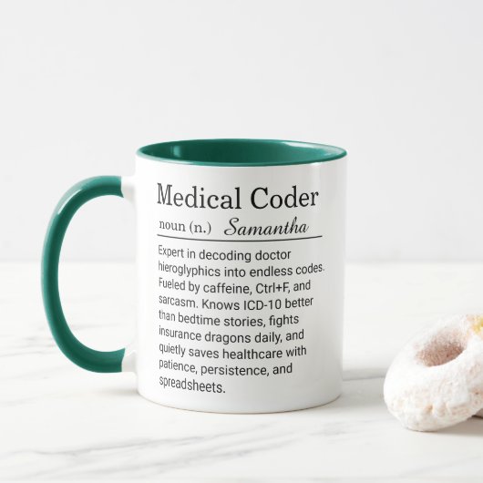 Grappige gepersonaliseerde definitie van medische mok (Met donut)