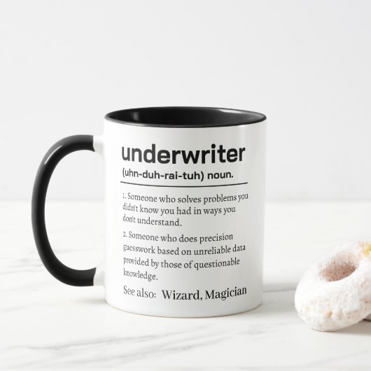 Grappige gepersonaliseerde definitie van underwrit mok (Met donut)