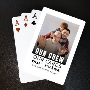 Grappige gepersonaliseerde fotospelende familie vr pokerkaarten