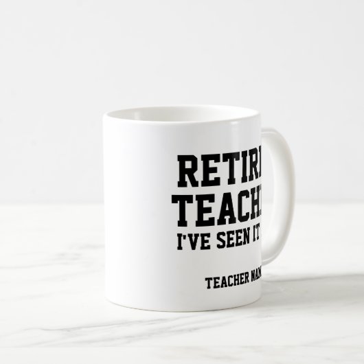 Grappige gepersonaliseerde gepensioneerde leraar M Koffiemok (Voorkant rechts)