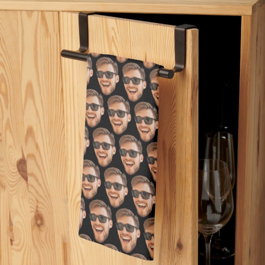 Grappige gepersonaliseerde gezichts foto theedoek (Derde Gevouwen)