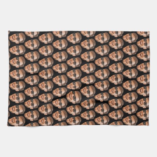 Grappige gepersonaliseerde gezichtsfoto theedoek (Horizontaal)