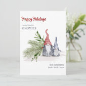 Grappige gepersonaliseerde gnoom kerst feestdagenkaart (Staand voorkant)