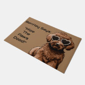 Grappige gepersonaliseerde Goldendoodle deurmat (Schuin)