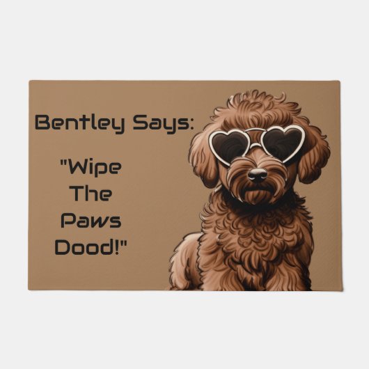 Grappige gepersonaliseerde Goldendoodle deurmat (Voorkant)