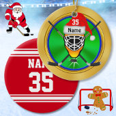 Grappige gepersonaliseerde hockey kerstversiering keramisch ornament