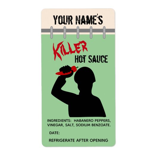 Grappige gepersonaliseerde Hot Sauce Labels Douche (Voorkant)