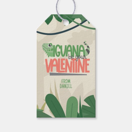 Grappige gepersonaliseerde Iguana Valentijn Cadeaulabel (Voorkant)