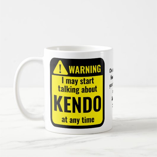 Grappige gepersonaliseerde Kendo-waarschuwing Koffiemok (Links)