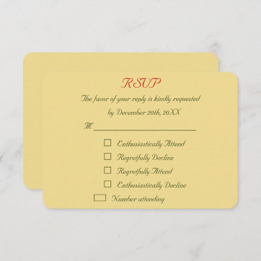 Grappige gepersonaliseerde kerst bruiloft RSVP (Voorkant / Achterkant)