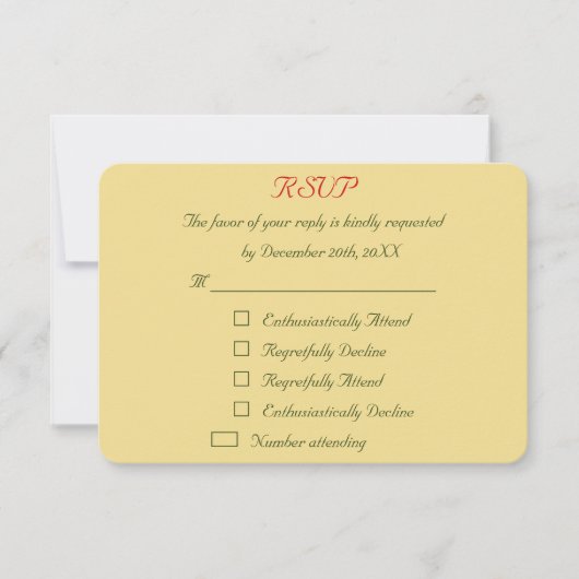Grappige gepersonaliseerde kerst bruiloft RSVP Kaartje (Voorkant)