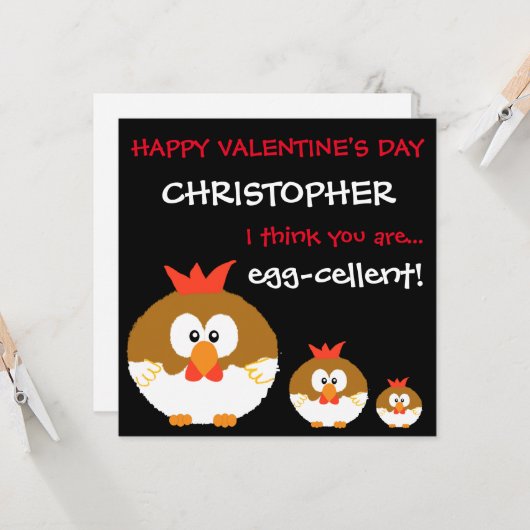Grappige gepersonaliseerde kip Valentijnsdag Kaart (Voorkant / Achterkant in situ)
