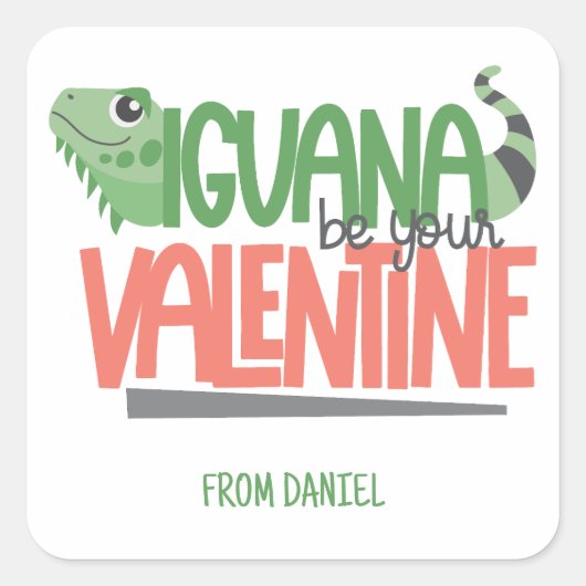 Grappige gepersonaliseerde leguaan Valentijn Vierkante Sticker (Voorkant)