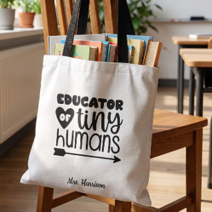 Grappige gepersonaliseerde leraren cadeau boodscha tote bag