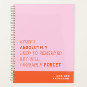 Grappige gepersonaliseerde moderne roze oranje aan planner
