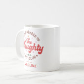 Grappige gepersonaliseerde naam kerst stout lijst koffiemok (Voorkant links)