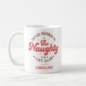 Grappige gepersonaliseerde naam kerst stout lijst koffiemok (Links)