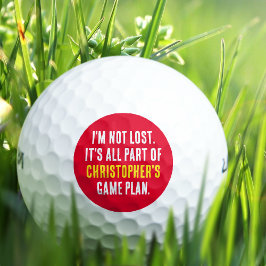 Grappige gepersonaliseerde naam rode verloren golfballen