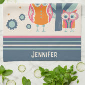 Grappige gepersonaliseerde naam Schattigee uilen z Theedoek (Gevouwen)